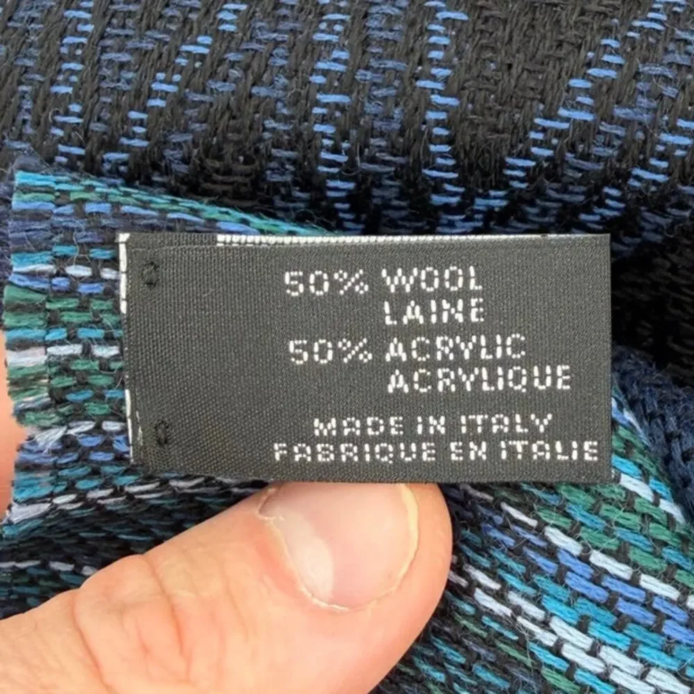 NWT Missoni Unisex Black & Blue Chevron Classic Scarf One Size